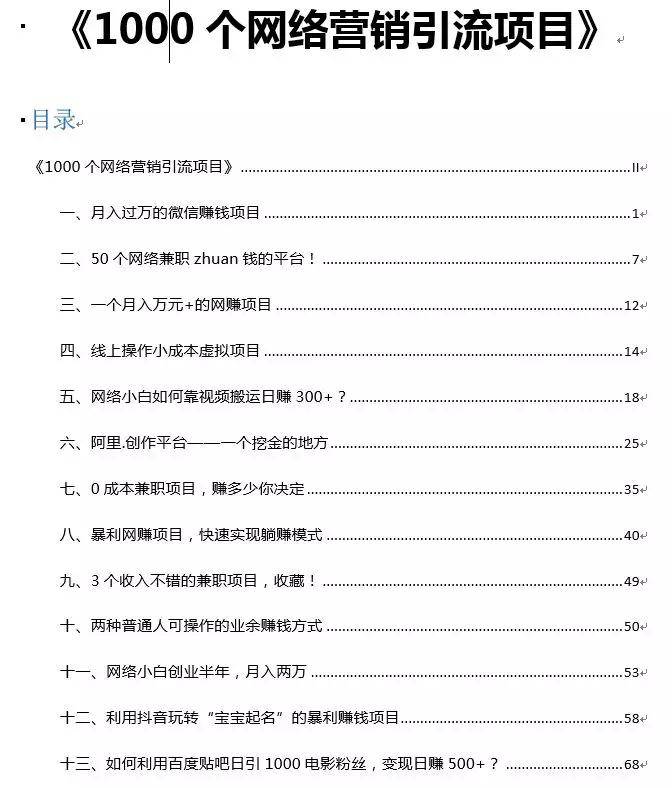 網(wǎng)絡(luò)營銷引流項(xiàng)目