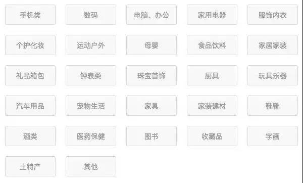 產(chǎn)品類目